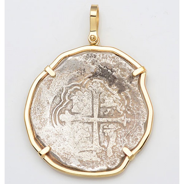Authentic ATOCHA 8 REALES GRADE II Treasure Cob Coin in Solid 14KT Gold Pendant